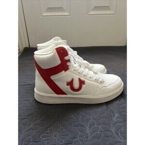 TRUE RELIGION Kyrie High Top Sneaker White Red Men's SZ 8 NWOB Athleisure Sporty